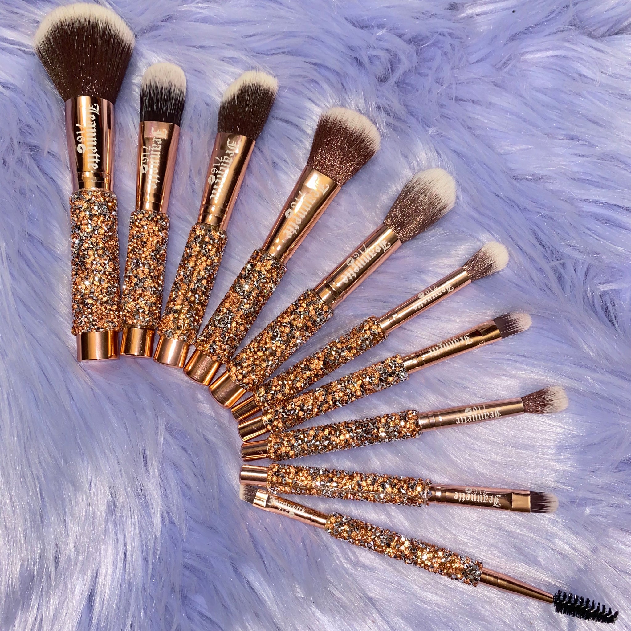 Rose Diamond Gold Brush Glam – Handled Bag Set & Makeup Norelia