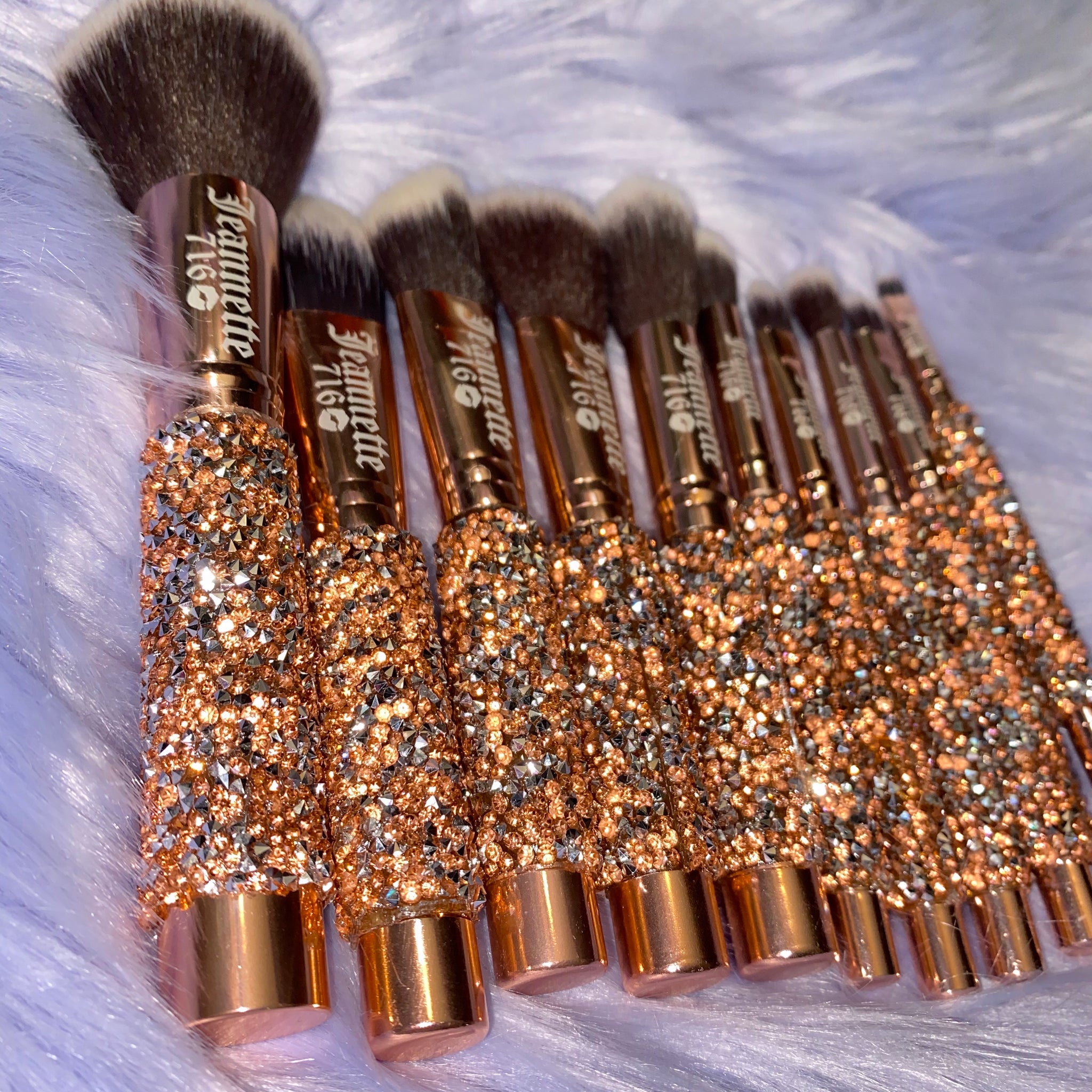 Rose Gold Handled – Brush Norelia Diamond Makeup Glam Set & Bag